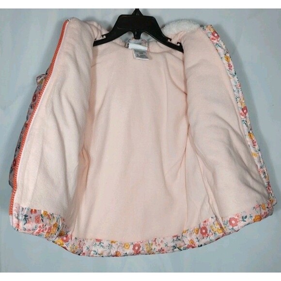 Nicole Miller Baby Girl's Winter Coat 24M Floral Ruffle Sherpa Lined Warm Cozy - Picture 3 of 5